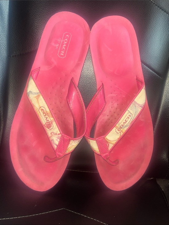 Coach Shoes - Coach Jolie Signature Pink Flip Flops